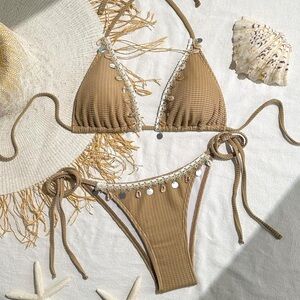 Seashell Charm Tan Bikini Set *Various Sizes Available*